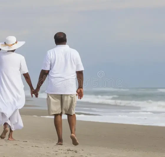 A man and a woman walking together