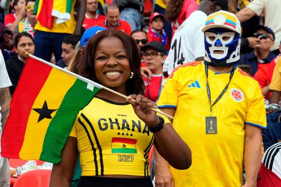 Excited Ghanaian fans watching the game against Panama