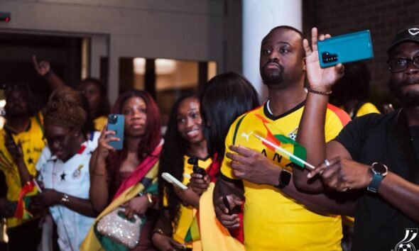 Some Ghanaian supporters clad in Ghana T-shirts