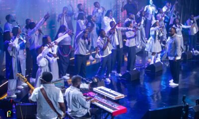 The Blood Crew on stage in their first outfit, performing their opening package which featured some of their new songs