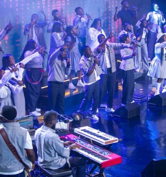 The Blood Crew on stage in their first outfit, performing their opening package which featured some of their new songs