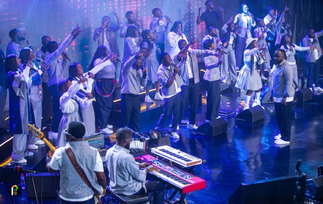 The Blood Crew on stage in their first outfit, performing their opening package which featured some of their new songs