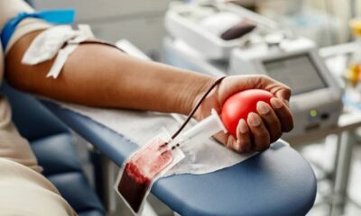A person donating blood