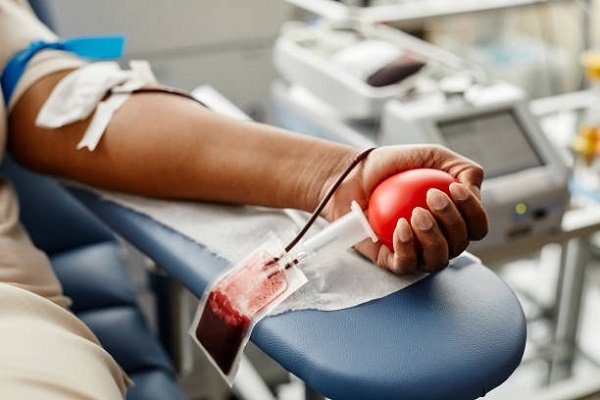 A person donating blood