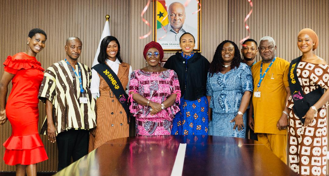 The Miss Ghana team in a Photograph with the Minister, Abla Dzifa Gomashie and colleague Members of Parliament
