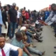 protestors picketing on the road after the arrest of Wontumi