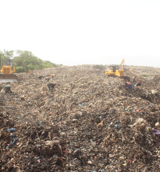 A heap of waste being cleared at Agbogbloshie in Accra.