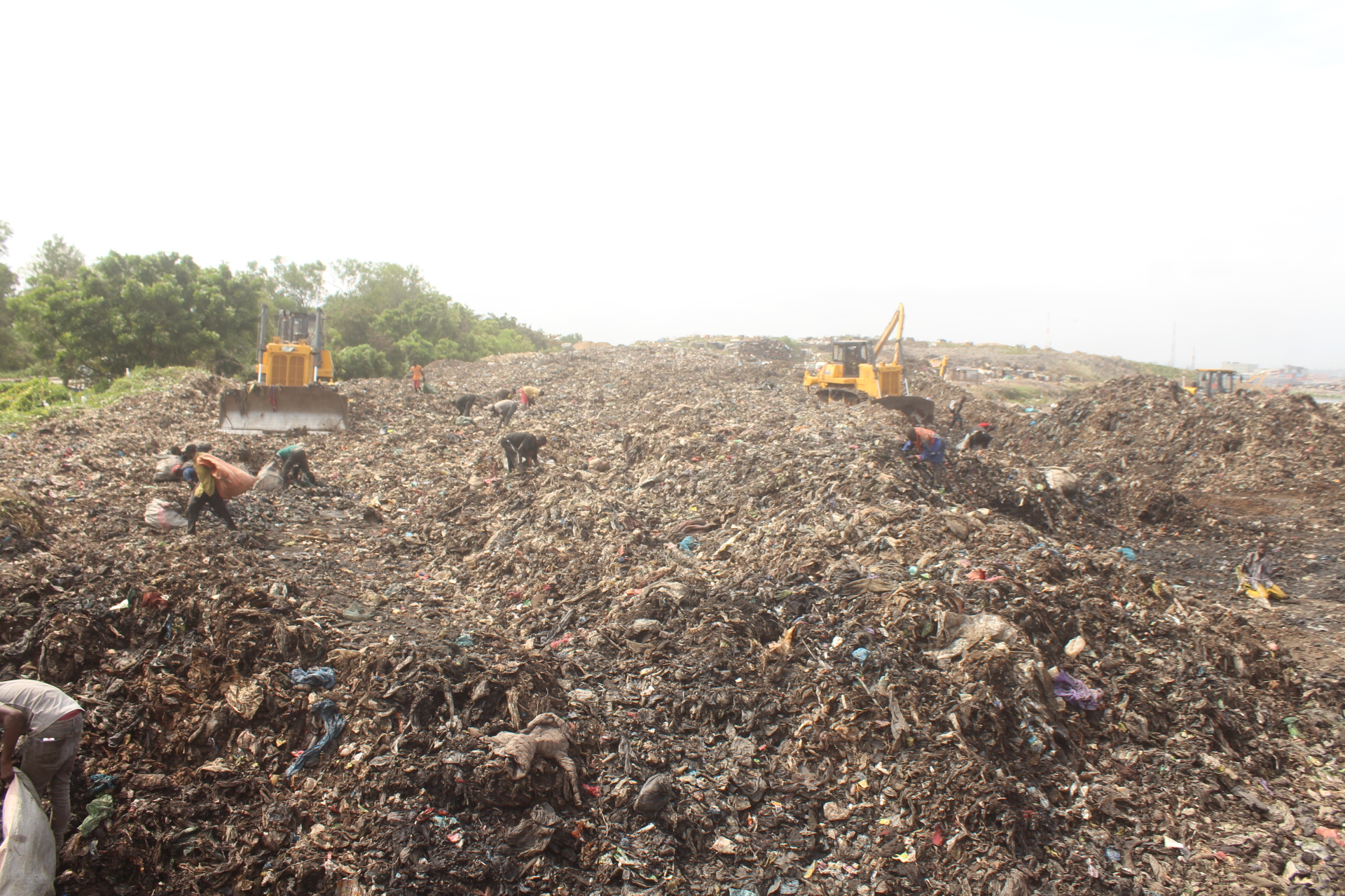 A heap of waste being cleared at Agbogbloshie in Accra.
