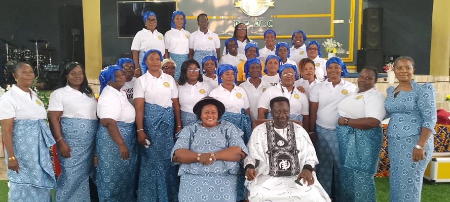 Bishop Kwakwa seated with some of the members of the women fellowship