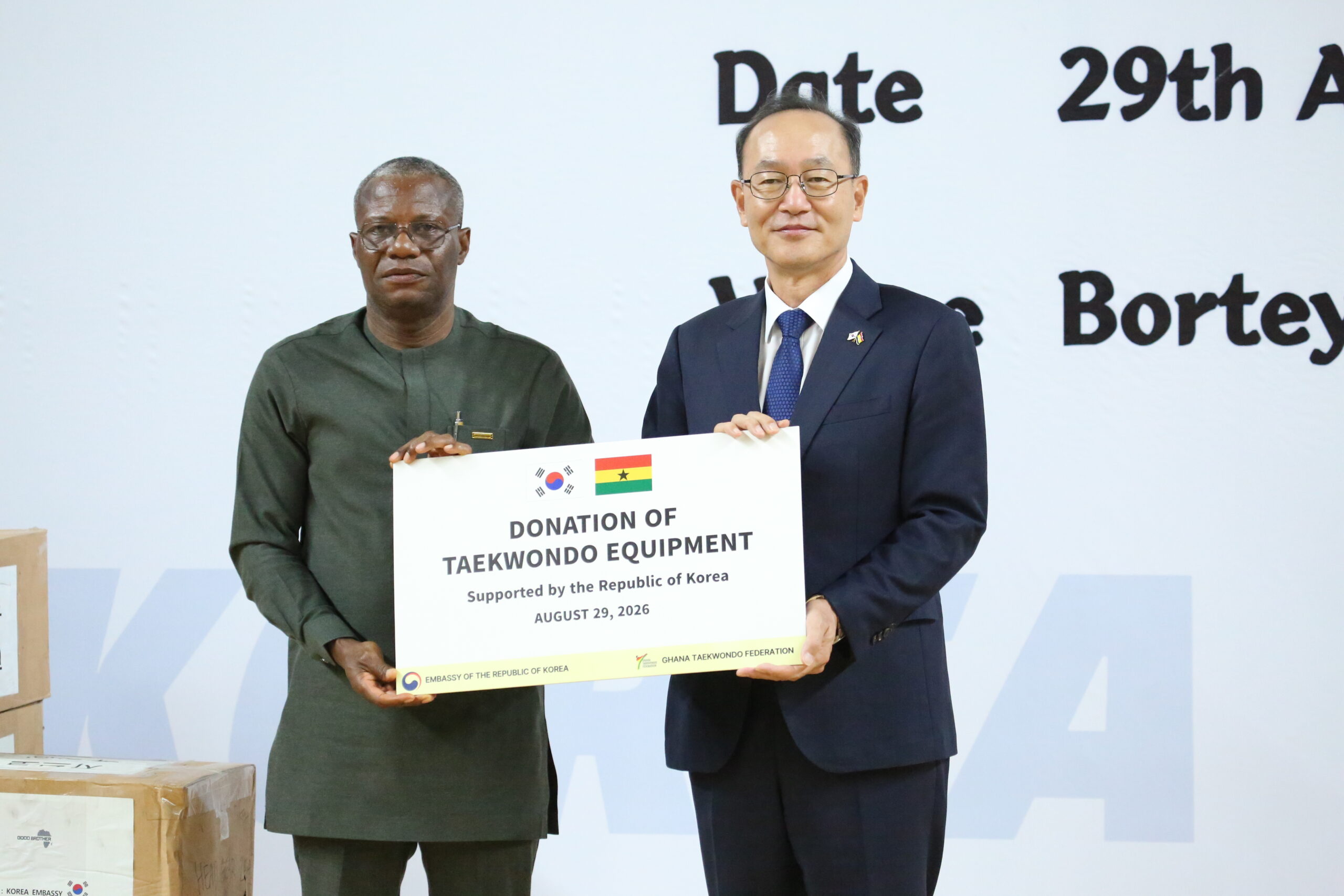 Mr Lartey Otu and Mr Park Kyongsig, the Korean Ambassador to Ghana