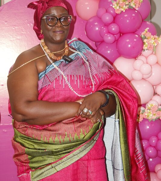 Naa Badu Adiagba I Ablemkpe and Dzorwulu Queen mother was captured during the National launching of Breast Cancer Awareness Mouth in Accra on Tuesday Photo Okai Elizabeth.
