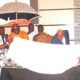 Nii Kojo Ashirifi Papanyira I [left] unveiling the package being assisted by Prof Joshua Alabi [fourth from right] Prof Acakpovi [second from left] to launch the Endowment Fund Photo Okai Elizabeth.